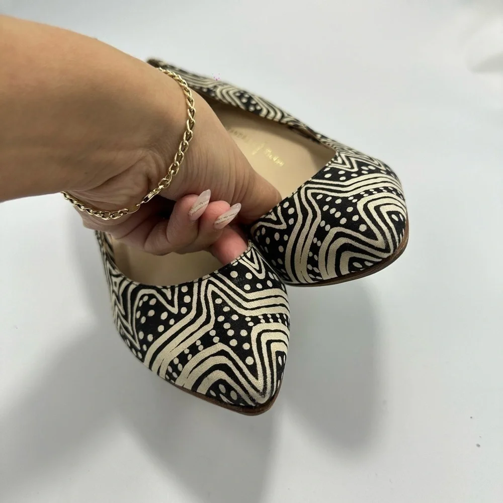 Loeffler Randall x Tucker tamsin printed pointed toe kitten heels size 8.5